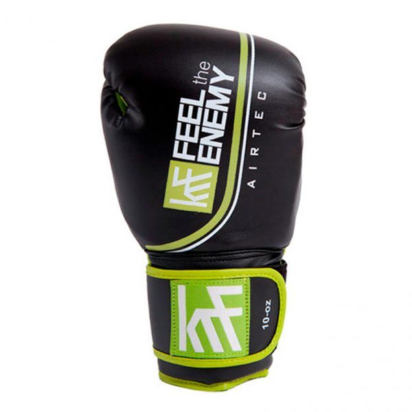 GUANTES AIRTEC DOBLE VELCRO NEGRO-VERDE 10 ONZAS - Imagen 2